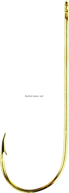 Picture of Eagle Claw Aberdeen Hook, Size 2, Forged, Light Wire, Non-Offset, Ringed Eye, Gold, 10 Per Pack