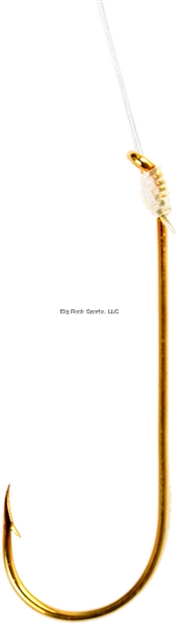 Picture of Eagle Claw Aberdeen Light Wire Snelled Hook, Size 8, 1X Long Plain Shank, Offset, Down Eye, Gold, 6 Per Pack