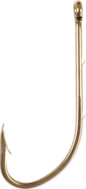 Picture of Eagle Claw Baitholder Hook, Size 4, Curved/Forged, 2 Sliced Shank, Offset, Ringed Eye, Bronze, 100 Per Pack