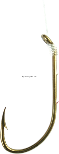 Picture of Eagle Claw Baitholder Snelled Hook, Size 6, 2 Sliced Shank, Offset, Down Eye, Bronze, 6 Per Pack