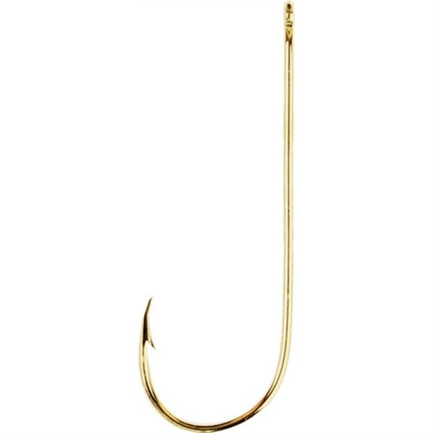 Picture of Eagle Claw Aberdeen Hook, Size 2/0, Forged, Light Wire, Non-Offset, Ringed Eye, Gold, 100 Per Pack