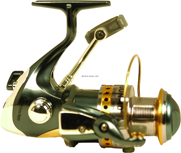 Picture of Eagle Claw Gunnison Spinning Reel, Ambi, 7Bb + 1Rb, 4.9:1 Ratio, Gold Anod. Lip Spool, Mono 2/230, 4/170, 6/120