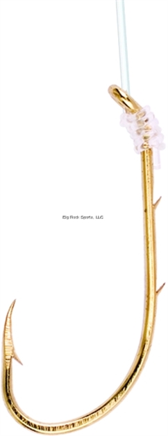 Picture of Eagle Claw Lazer Sharp Baitholder Snelled Hook, Size 1/0, Plain Shank, Offset, Down Eye, Sea Guard Red, 6 Per Pack