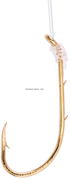 Picture of Eagle Claw Lazer Sharp Baitholder Snelled Hook, Size 7/0, Plain Shank, Offset, Down Eye, Sea Guard Red, 6 Per Pack