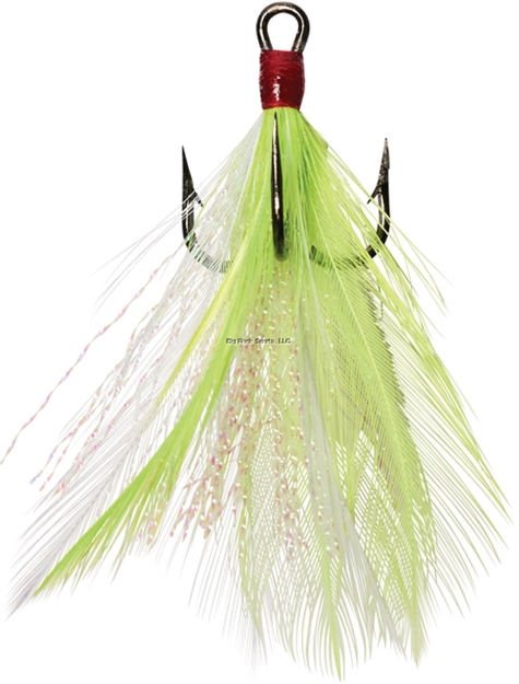 Picture of Eagle Claw Lazer Sharp Dressed Treble Hook, Chartreuse & White, SZ 6, 2 PK
