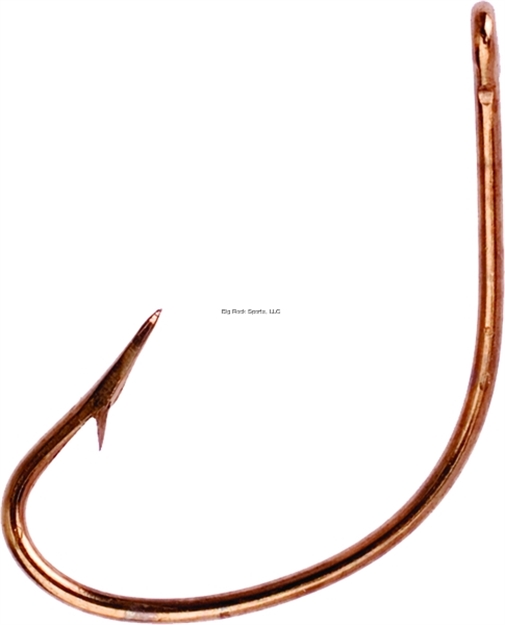 Picture of Eagle Claw Lazer Sharp Kahle Offset Hook, Size 6, Needle Point, Plain Shank, Ringed Eye, Bronze, 10 Per Pack