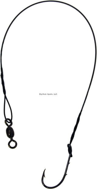 Picture of Eagle Claw Lazer Sharp Nylawire Snelled Hook, Size 2, 2 Sliced Shank, Baitholder, Down Eye, Platinum Black, 5 Per Pack