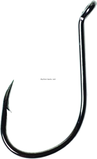 Picture of Eagle Claw Lazer Sharp Octopus Hook, Size 9/0, Needle Point, Long Shank, Heavy Wire, Offset, UP Eye, Platinum Black, 3 Per Pack