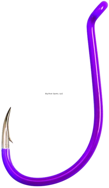 Picture of Eagle Claw Lazer Sharp Painted Octopus Hook, Size 4, Needle Point, Long Shank, Offset, UP Eye, Purple, 25 Per Pack