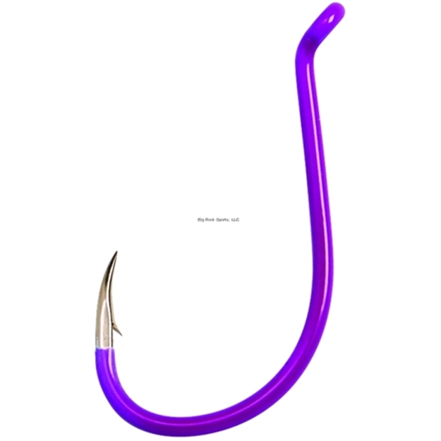 Picture of Eagle Claw Lazer Sharp Painted Octopus Hook, Size 8, Needle Point, Long Shank, Offset, UP Eye, Purple, 25 Per Pack