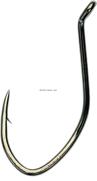Picture of Eagle Claw Lazer Sharp Pro-V Bend Extreme Hook, Size 1/0, Needle Point, Big Nasty Bend, UP Eye, Platinum Black, 5 Per Pack