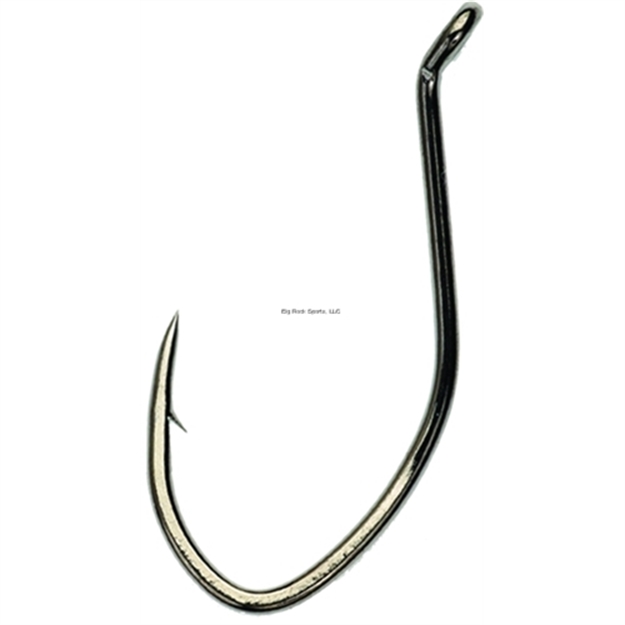 Picture of Eagle Claw Lazer Sharp Pro-V Bend Extreme Hook, Size 4/0, Needle Point, Big Nasty Bend, UP Eye, Platinum Black, 5 Per Pack