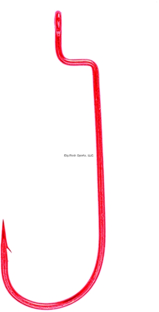 Picture of Eagle Claw Lazer Sharp Round Bend Worm Hook, Size 4/0, Needle Point, Red, 5 Per Pack