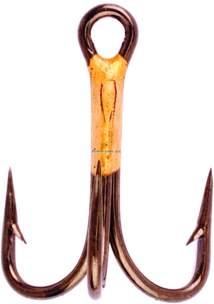 Picture of Eagle Claw Lazer Sharp Treble Hook, Size 2, Needle Point, 4X Strong Heavy Wire, Bronze, 5 Per Pack