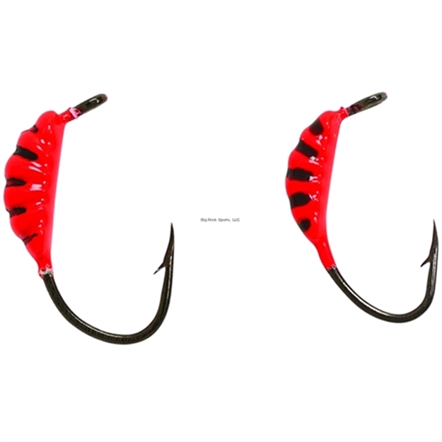 Picture of Eagle Claw Lazer Sharp Tungsten Wide Gap Maggot Size 14 Red/Black Stripes 1/56Oz
