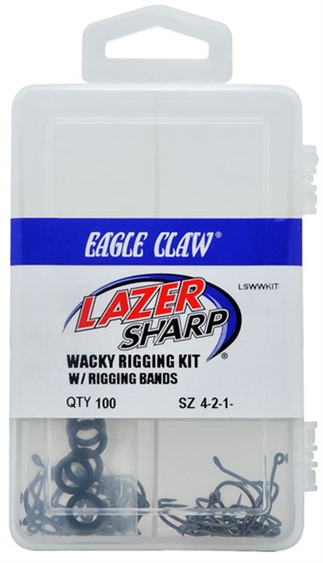 Picture of Eagle Claw Lazer Sharp Wacky Worm Kit W/Bands Incudes 80Hooks & 20 O Rings