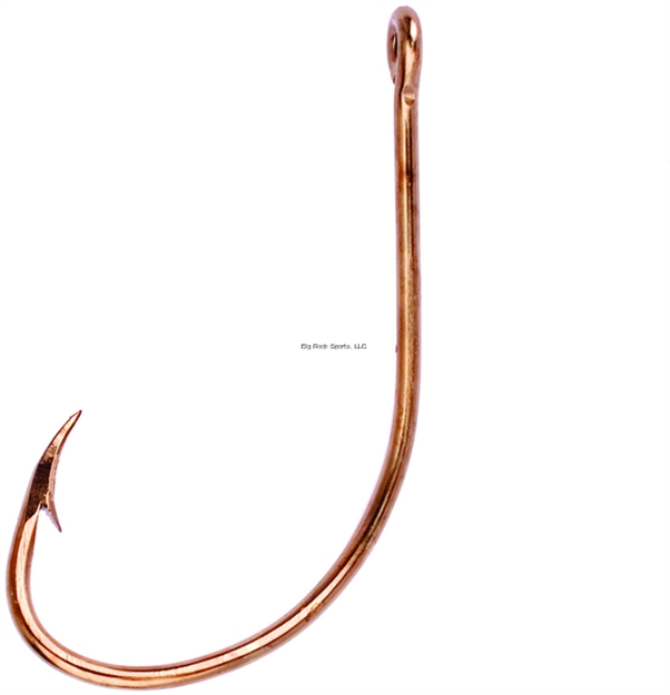 Picture of Eagle Claw Lazer Sharp Wide Gap Hook, Size 2, Needle Point, Plain Shank, Offset, Ringed Eye, Bronze, 10 Per Pack