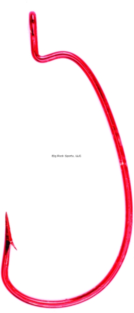 Picture of Eagle Claw Lazer Sharp Worm Hook, Size 3/0, Needle Point, Extra Wide Gap, Non-Offset, Ringed Eye, Red, 5 Per Pack