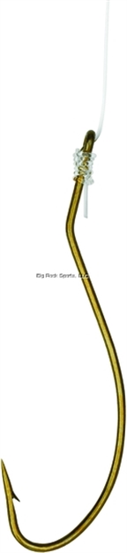 Picture of Eagle Claw Live Minnow Snelled Hook, Size 8, Plain Shank, Non-Offset, UP Eye, Bronze, 6/Pkg