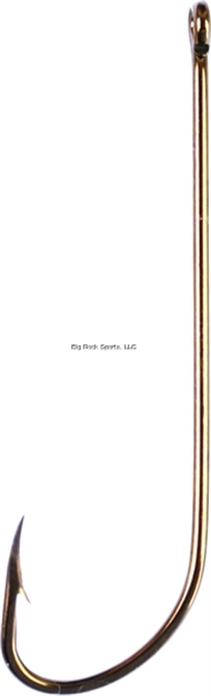 Picture of Eagle Claw Long Shank Hook, Size 4, Forged, 2X Long Plain Shank, Offset, Ringed Eye, Bronze, 10 Per Pack 072AH-4