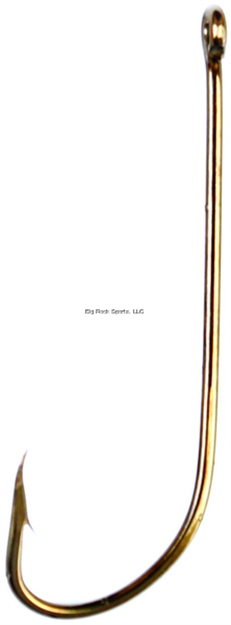 Picture of Eagle Claw Long Shank Offset Hook, Size 6, Curved/Forged, 1X Long Plain Shank, Offset, Ringed Eye, Bronze, 10 Per Pack