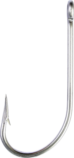 Picture of Eagle Claw O'shaughnessy Hook, Size 5/0, Forged, Non-Offset, Ringed Eye, Stainless Steel, 100 Per Pack