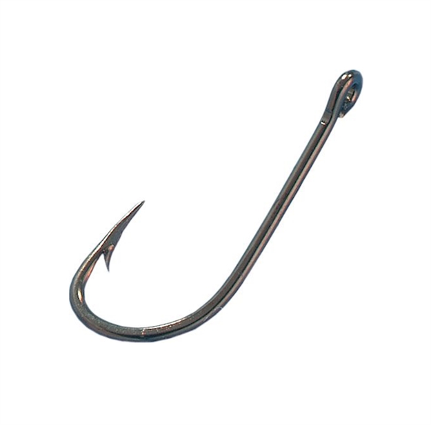Picture of Eagle Claw Plain Shank Offset Hook, Size 1, Curved Point, Ringed Eye, Bronze, 100 Per Pack