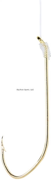 Picture of Eagle Claw Pro-V Bend Aberdeen Snelled Hook, Size 6, Down Eye, Gold, 6/Pkg