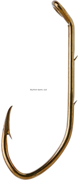 Picture of Eagle Claw Pro-V Bend Baitholder Hook, Size 2/0, 2 Sliced Shank, Offset, Down Eye, Bronze, 8/Pkg