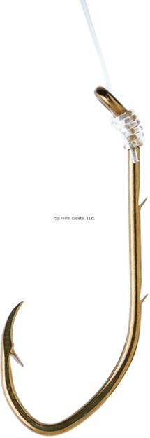 Picture of Eagle Claw Pro-V Bend Baitholder Snelled Hook, Size 6, 2 Sliced Shank, Down Eye, Bronze, 6/Pkg