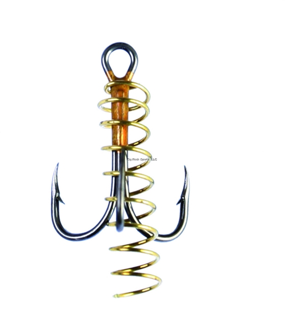 Picture of Eagle Claw Softbait Treble Hook With Spring, Size 12, Curved/Forged, 2X Strong, Bronze, 3 Per Pack