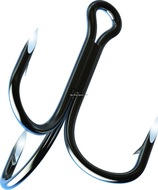 Picture of Eagle Claw Trokar 4X Strong Treble Hook, Size 6, Straight Point, Heavy Wire, Black Chrome, 2 Per Pack