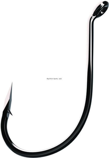 Picture of Eagle Claw Trokar Drop Shot Hook, Size 1, Forged, Light Wire, Non-Offset, Octopus, UP Eye, Black Chrome, 7 Per Pack