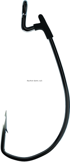 Picture of Eagle Claw Trokar Ewg Magworm Hook, Size 5/0, Forged, Non-Offset Z-Bend, Heavy Wire, Ringed Eye, Black Chrome, 5 Per Pack