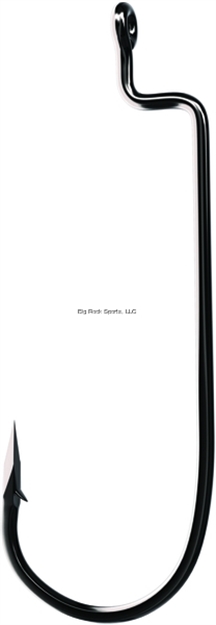 Picture of Eagle Claw Trokar Heavy Duty Worm Hook, Size 3/0, Forged, Round Bend, Ringed Eye, Black Chrome, 6 Per Pack