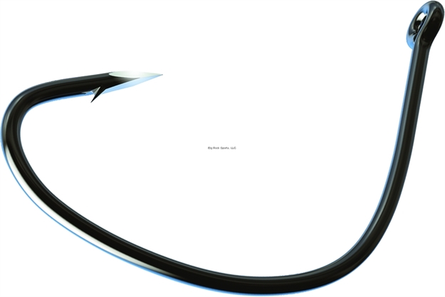 Picture of Eagle Claw Trokar Inshore Kahle Hook, Size 5/0, Light Wire,  Straight Eye, Black Chrome, 11 Per Pack