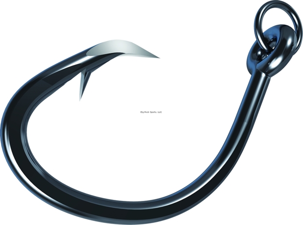 Picture of Eagle Claw Trokar Magnum "619" Ringed Circlle Hook, Size 10/0, Forged, Heavy Wire, Offset, Closed Eye, Black Chrome, 2 Per Pack