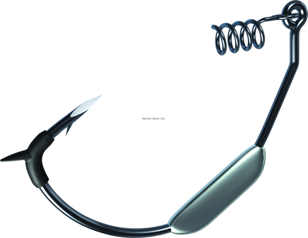 Picture of Eagle Claw Trokar Magnum Weighted Swimbait Hook, Size 9/0, 1/2 Oz, Extra Wide Gap, Spring Bait Keeper, Black Chrome, 2 Per Pack