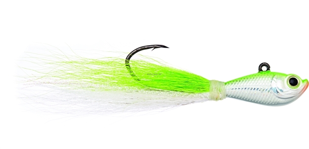 Picture of Eagle Claw Trokar Pro-V Bend Bucktail Jig, 1 Oz, 5/0 Hook, Chartreuse