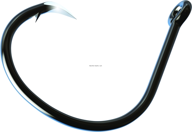 Picture of Eagle Claw Trokar Tournament AP Non-Offset Circle Hook, Size 7/0, Forged, Light Wire, Live Bait, Welded Eye, Black Chrome, 50 Per Pack