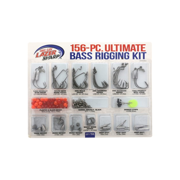 Picture of Eagle Claw Ultimate Bass Terminal Rigging Kit, Hooks, Beads, Swivels, Bobber Stops, Weights, 156 Pieces