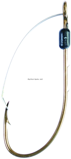 Picture of Eagle Claw Weedless Baitholder Hook, Size 3/0, Forged, 2 Sliced Shank, Non-Offset, Ringed Eye, Bronze, 4 Per Pack