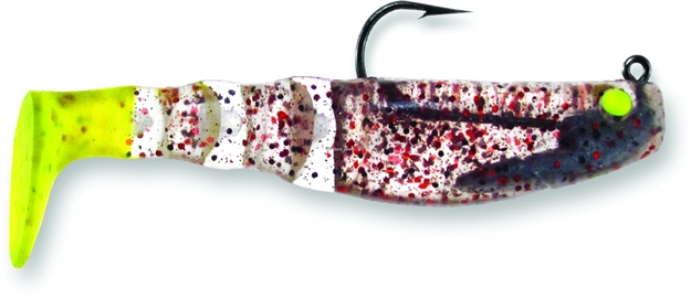 Picture of Egret Mambo Mullet Swimbait, 3 1/2", 1/4 Oz, Cajun Pepper/Chartreuse Tail, 2/Pack