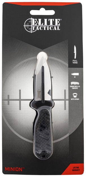 Picture of  Elite Tactical Etfix008cs Minion  2.50" Fixed Dagger Plain Black Satin 8Cr13mov SS Blade/Black Slotted G10 Handle Includes Sheath