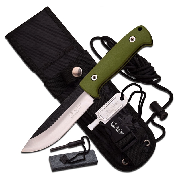 Picture of Elk Ridge 10.5In Satin Bld W-Green Cord Wrap Handle -Sheath