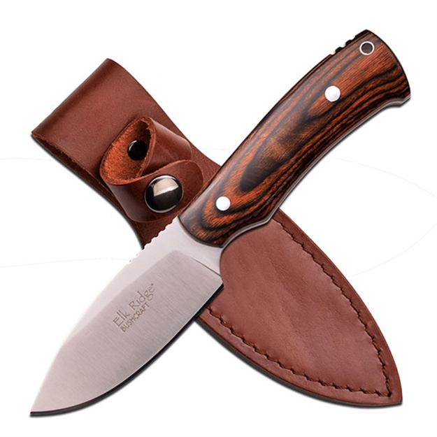 Picture of Elk Ridge 7.5In Satin Fixed Bld-Dark Brown Pakkawood Handle
