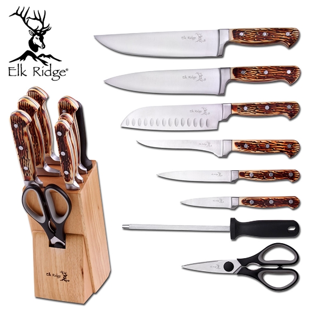 Picture of Elk Ridge 9 Piece Kitchen Knife Set With Wood Block