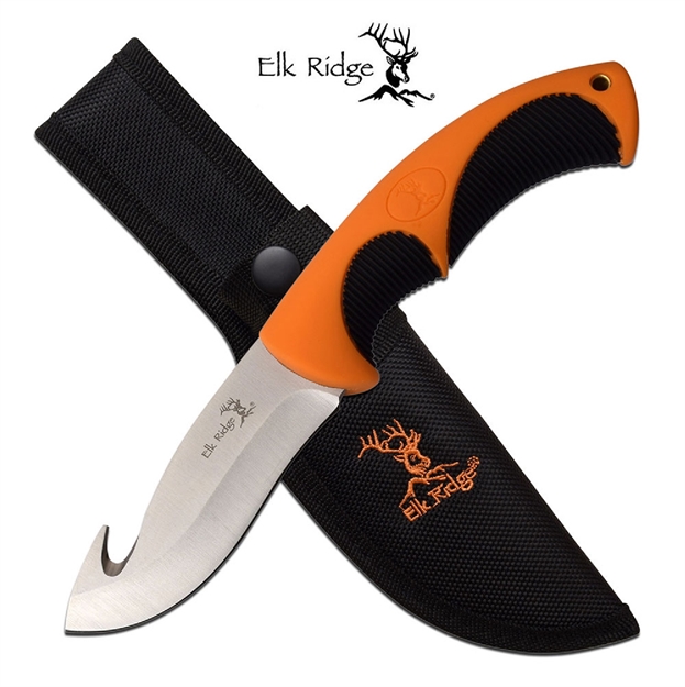 Picture of Elk Ridge Fixed 4 IN Guthook Blade Orange Rubber Handle