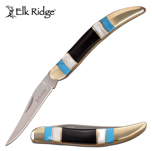 Picture of Elk Ridge Folder 2.25 IN Blade Turquoise Inlay Handle