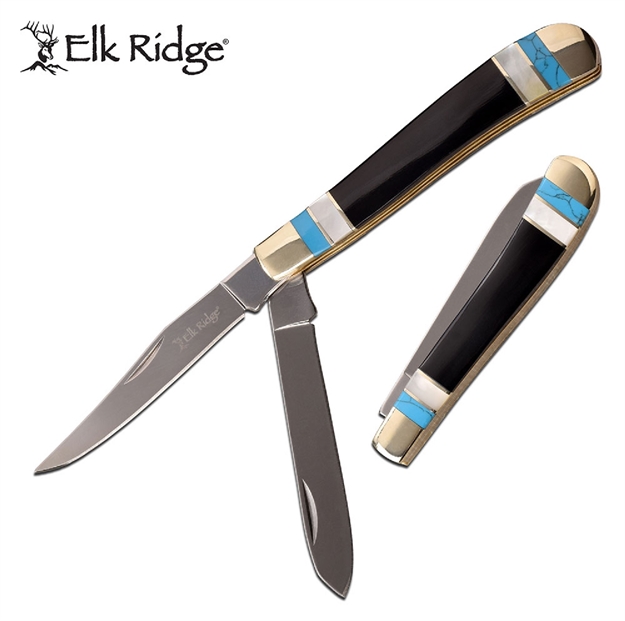 Picture of Elk Ridge Multi Blade 3.0 IN Blade Turquoise Inlay Handle